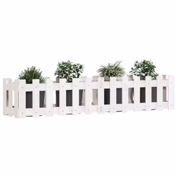 vidaXL Garden Raised Bed with Fence Design Outdoor Planter Solid Wood Pine - white pine, 150 x 30 x 30 cm