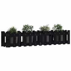 vidaXL Garden Raised Bed with Fence Design Outdoor Planter Solid Wood Pine - black pine, 150 x 30 x 30 cm