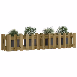 vidaXL Garden Raised Bed with Fence Design Outdoor Planter Solid Wood Pine - natural impregnated, 150 x 30 x 30 cm - Additional view 2