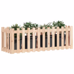 vidaXL Garden Raised Bed with Fence Design Outdoor Planter Solid Wood Pine - natural pine, 150 x 50 x 50 cm