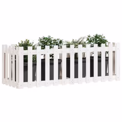 vidaXL Garden Raised Bed with Fence Design Outdoor Planter Solid Wood Pine - white pine, 150 x 50 x 50 cm