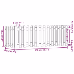 vidaXL Garden Raised Bed with Fence Design Outdoor Planter Solid Wood Pine - white pine, 150 x 50 x 50 cm