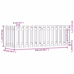 vidaXL Garden Raised Bed with Fence Design Outdoor Planter Solid Wood Pine - black pine, 150 x 50 x 50 cm