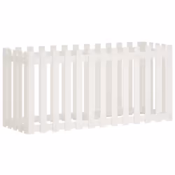 vidaXL Garden Raised Bed with Fence Design Outdoor Planter Solid Wood Pine - white pine, 150 x 50 x 70 cm