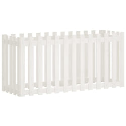 vidaXL Garden Raised Bed with Fence Design Outdoor Planter Solid Wood Pine - white pine, 150 x 50 x 70 cm