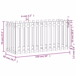 vidaXL Garden Raised Bed with Fence Design Outdoor Planter Solid Wood Pine - white pine, 150 x 50 x 70 cm
