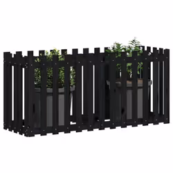 vidaXL Garden Raised Bed with Fence Design Outdoor Planter Solid Wood Pine - black pine, 150 x 50 x 70 cm - Additional view 2