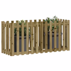 vidaXL Garden Raised Bed with Fence Design Outdoor Planter Solid Wood Pine - natural impregnated, 150 x 50 x 70 cm - Additional view 2