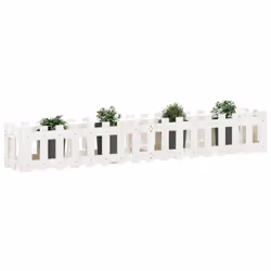 vidaXL Garden Raised Bed with Fence Design Outdoor Planter Solid Wood Pine - white pine, 200 x 30 x 30 cm - Additional view 2