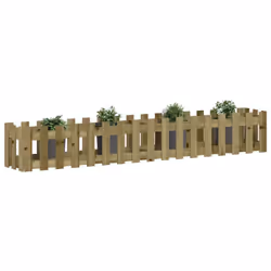 vidaXL Garden Raised Bed with Fence Design Outdoor Planter Solid Wood Pine - natural impregnated, 200 x 30 x 30 cm - Additional view 2