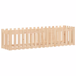 vidaXL Garden Raised Bed with Fence Design Outdoor Planter Solid Wood Pine - natural pine, 200 x 50 x 50 cm