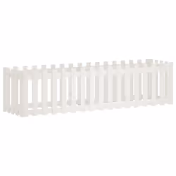 vidaXL Garden Raised Bed with Fence Design Outdoor Planter Solid Wood Pine - white pine, 200 x 50 x 50 cm