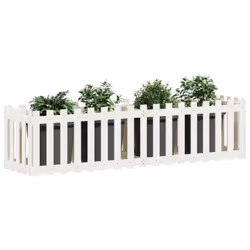 vidaXL Garden Raised Bed with Fence Design Outdoor Planter Solid Wood Pine - white pine, 200 x 50 x 50 cm