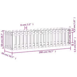 vidaXL Garden Raised Bed with Fence Design Outdoor Planter Solid Wood Pine - white pine, 200 x 50 x 50 cm