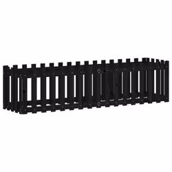 vidaXL Garden Raised Bed with Fence Design Outdoor Planter Solid Wood Pine - black pine, 200 x 50 x 50 cm