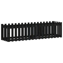 vidaXL Garden Raised Bed with Fence Design Outdoor Planter Solid Wood Pine - black pine, 200 x 50 x 50 cm