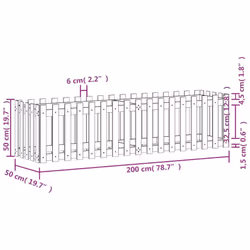 vidaXL Garden Raised Bed with Fence Design Outdoor Planter Solid Wood Pine - natural douglas, 200 x 50 x 50 cm - Additional view 3