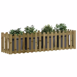 vidaXL Garden Raised Bed with Fence Design Outdoor Planter Solid Wood Pine - natural impregnated, 200 x 50 x 50 cm - Additional view 2