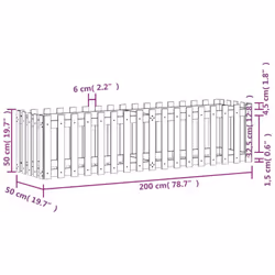vidaXL Garden Raised Bed with Fence Design Outdoor Planter Solid Wood Pine - natural impregnated, 200 x 50 x 50 cm - Additional view 8