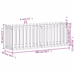 vidaXL Garden Raised Bed with Fence Design Outdoor Planter Solid Wood Pine - natural pine, 200 x 50 x 70 cm