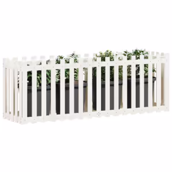 vidaXL Garden Raised Bed with Fence Design Outdoor Planter Solid Wood Pine - white pine, 200 x 50 x 70 cm