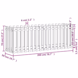 vidaXL Garden Raised Bed with Fence Design Outdoor Planter Solid Wood Pine - white pine, 200 x 50 x 70 cm