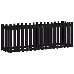 vidaXL Garden Raised Bed with Fence Design Outdoor Planter Solid Wood Pine - black pine, 200 x 50 x 70 cm