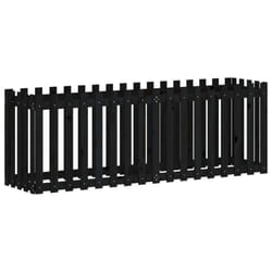 vidaXL Garden Raised Bed with Fence Design Outdoor Planter Solid Wood Pine - black pine, 200 x 50 x 70 cm
