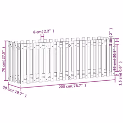 vidaXL Garden Raised Bed with Fence Design Outdoor Planter Solid Wood Pine - black pine, 200 x 50 x 70 cm