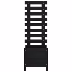 vidaXL Garden Planter with Rack Flower Box Outdoor Plant Pot Solid Wood Pine - black pine, 39 x 39.5 x 114 cm - Additional view 4