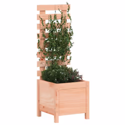 vidaXL Garden Planter with Rack Flower Box Outdoor Plant Pot Solid Wood Pine - natural douglas, 39 x 39.5 x 114 cm - Additional view 2