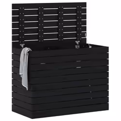 vidaXL Laundry Basket Laundry Hamper with Lid Laundry Sorter Solid Wood Pine - black, 88.5 x 44 x 66 cm