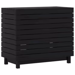 vidaXL Laundry Basket Laundry Hamper with Lid Laundry Sorter Solid Wood Pine - black, 88,5 x 44 x 76 cm