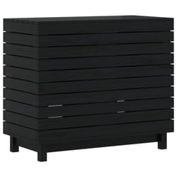 vidaXL Laundry Basket Laundry Hamper with Lid Laundry Sorter Solid Wood Pine - black, 88,5 x 44 x 76 cm
