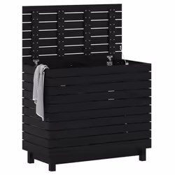 vidaXL Laundry Basket Laundry Hamper with Lid Laundry Sorter Solid Wood Pine - black, 88,5 x 44 x 76 cm