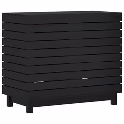 vidaXL Laundry Basket Laundry Hamper with Lid Laundry Sorter Solid Wood Pine - black, 88,5 x 44 x 76 cm - Additional view 6