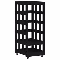 vidaXL Log Holder with Wheels Firewood Rack Log Wood Storage Solid Wood Pine - black