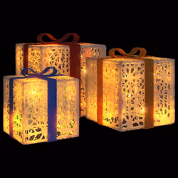 vidaXL Lighted Christmas Boxes Gift Box Festival Box Decoration 3 pcs 64 LEDs - white