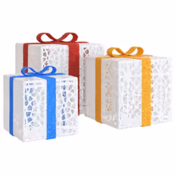 vidaXL Lighted Christmas Boxes Gift Box Festival Box Decoration 3 pcs 64 LEDs - white - Additional view 4