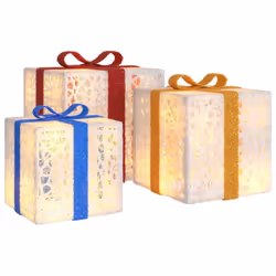 vidaXL Lighted Christmas Boxes Gift Box Festival Box Decoration 3 pcs 64 LEDs - white - Additional view 5