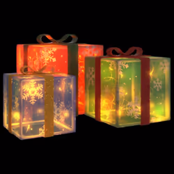 vidaXL Lighted Christmas Boxes Gift Box Festival Box Decoration 3 pcs 64 LEDs - multicolour