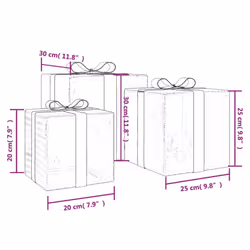 vidaXL Lighted Christmas Boxes Gift Box Festival Box Decoration 3 pcs 64 LEDs - multicolour