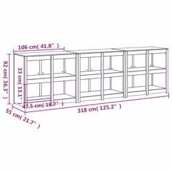 vidaXL Outdoor Kitchen Cabinet Patio Cupboard Sideboards 3 pcs Solid Wood Pine - Additional view 7