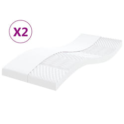 vidaXL Foam Mattresses Home Bedroom Bed Mattress White 7-Zone Hardness 20 ILD - 2 pcs