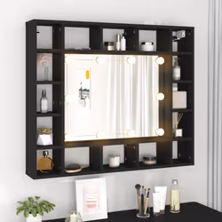 vidaXL LED Mirror Cabinet Wall Cabinet Illuminated Bathroom Cabinet Black
