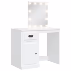 vidaXL Dressing Table with LED Lights Makeup Table Vanity Desk Cosmetic Table - white