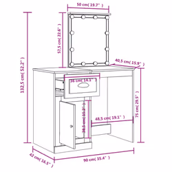 vidaXL Dressing Table with LED Lights Makeup Table Vanity Desk Cosmetic Table - white