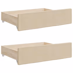 vidaXL Bed Drawers Storage Unit Home Bed Box 2 pcs Engineered Wood and Fabric - cream