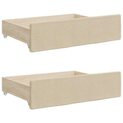 vidaXL Bed Drawers Storage Unit Home Bed Box 2 pcs Engineered Wood and Fabric - cream