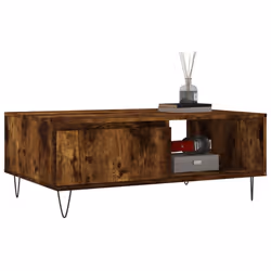 vidaXL Coffee Table Side Table End Table Sofa Table Black Engineered Wood - smoked oak